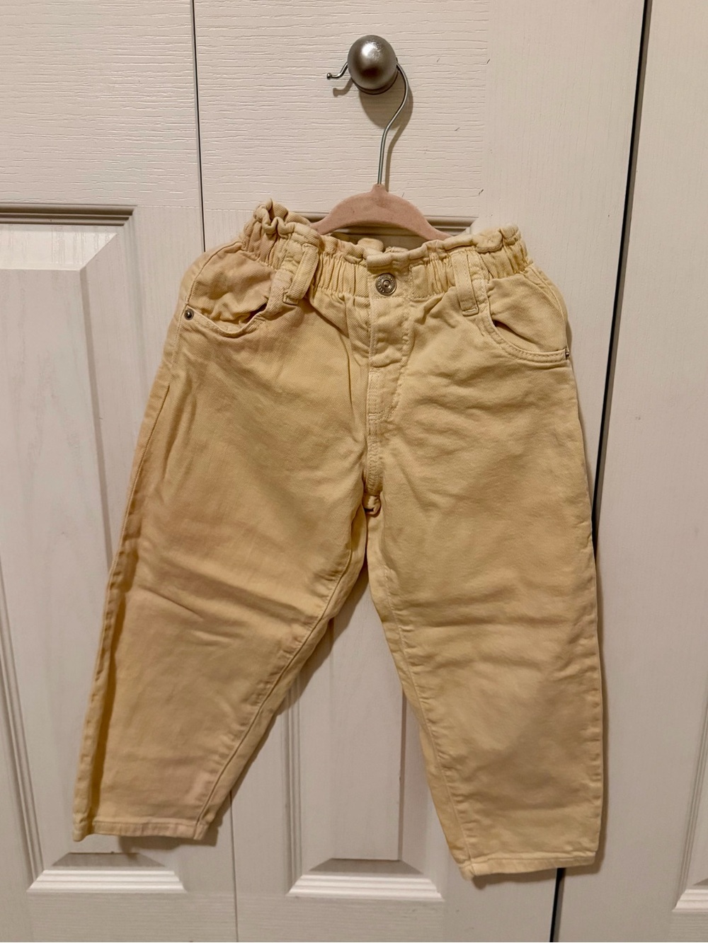 Zara Cream Elastic Waist Kids Jeans